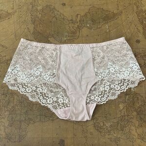 Nikol Djumon.  Lotus. Mon-to. Boyshorts. XXL. Pale Pink Satin with Lace.